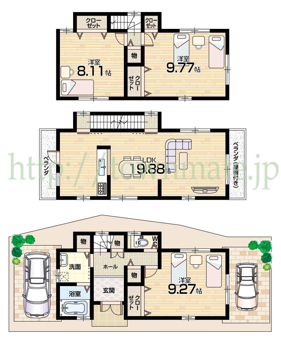 Floor plan. 19,800,000 yen, 3LDK, Land area 77.74 sq m , Building area 109.5 sq m floor plan in preparation