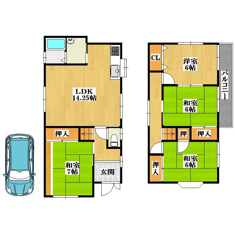 Floor plan. 14.9 million yen, 4LDK, Land area 80.03 sq m , Building area 91.04 sq m