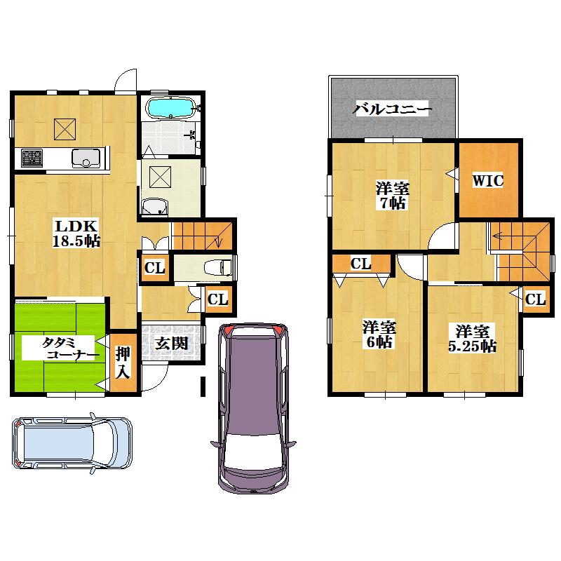 Floor plan. 28,200,000 yen, 4LDK, Land area 107.63 sq m , Building area 90.25 sq m