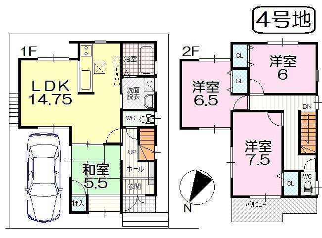 Floor plan. (No. 4 locations), Price 22,800,000 yen, 4LDK, Land area 90 sq m , Building area 94.36 sq m