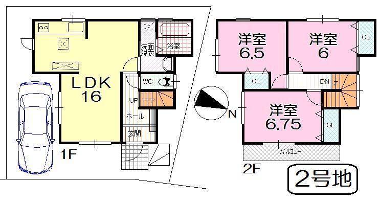 Floor plan. (No. 2 locations), Price 19,800,000 yen, 3LDK, Land area 80 sq m , Building area 81 sq m