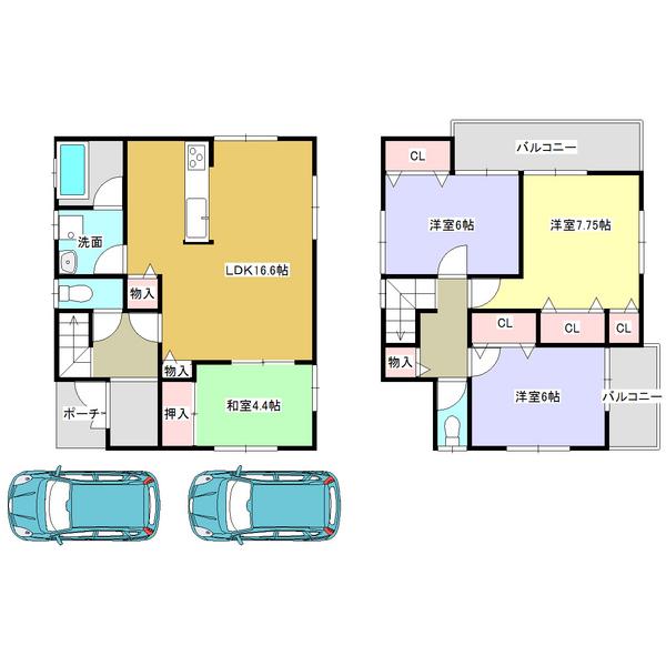Floor plan. 23.8 million yen, 4LDK, Land area 112.08 sq m , Building area 97.6 sq m