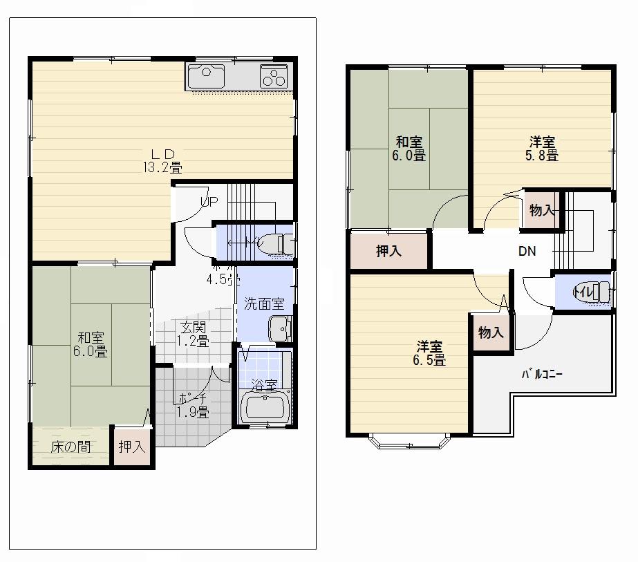 Floor plan. 17,980,000 yen, 4LDK, Land area 80.01 sq m , Building area 87.07 sq m