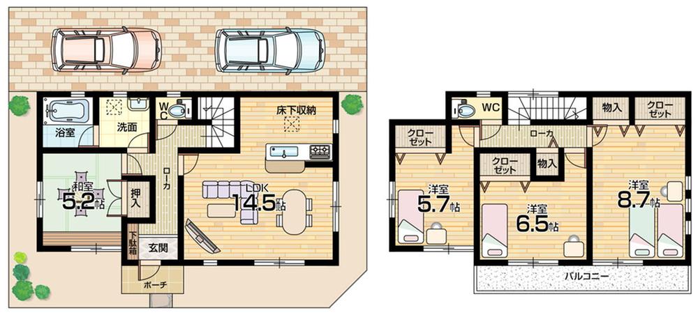 Floor plan. 25,800,000 yen, 4LDK, Land area 100.52 sq m , Building area 98 sq m