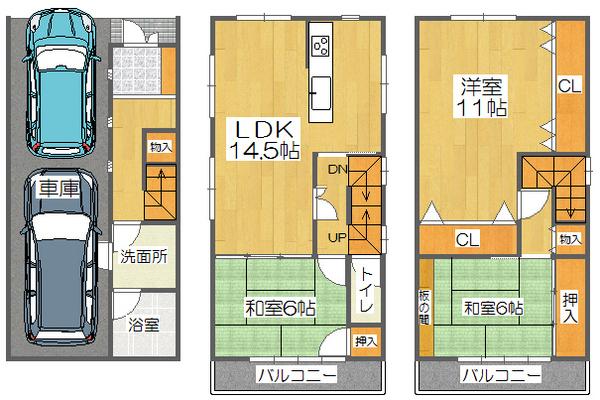 Floor plan. 13,900,000 yen, 3LDK, Land area 54.97 sq m , Building area 114.62 sq m