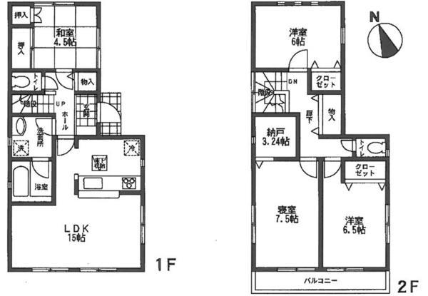 Floor plan. 34,300,000 yen, 4LDK+S, Land area 124.14 sq m , Building area 96.79 sq m