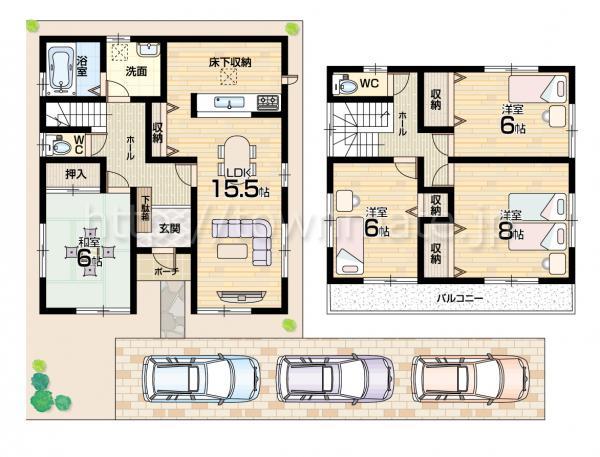 Floor plan. 33,800,000 yen, 4LDK, Land area 142.96 sq m , Building area 102.68 sq m 2 No. floor plan land area 142.96 square meters building area 102.68 square meters