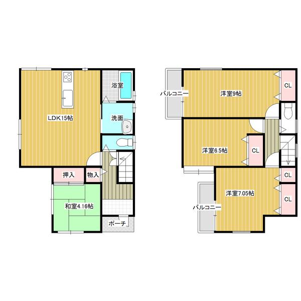 Floor plan. 27.5 million yen, 4LDK, Land area 96.2 sq m , Building area 95.76 sq m