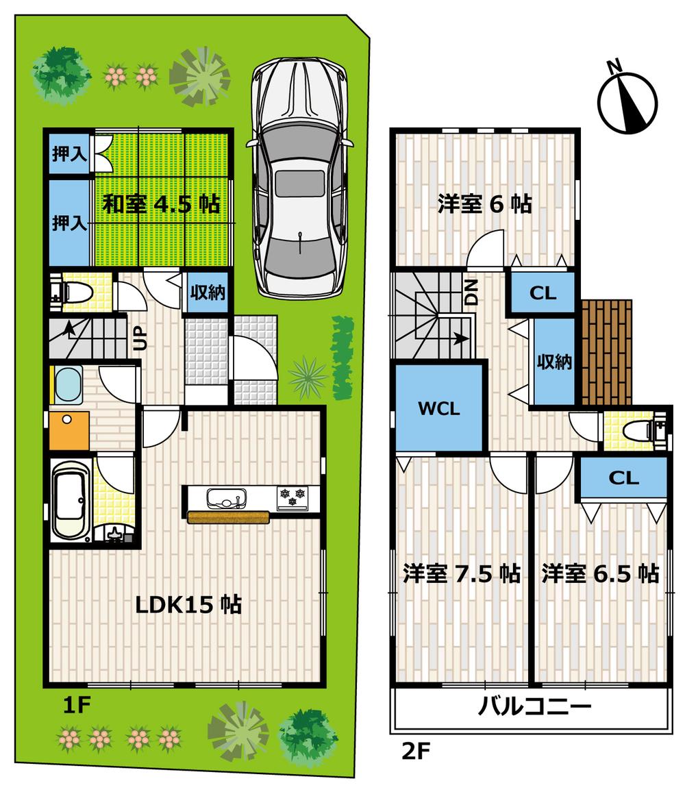 Floor plan. (No. 1 point), Price 34,300,000 yen, 4LDK, Land area 124.14 sq m , Building area 96.79 sq m