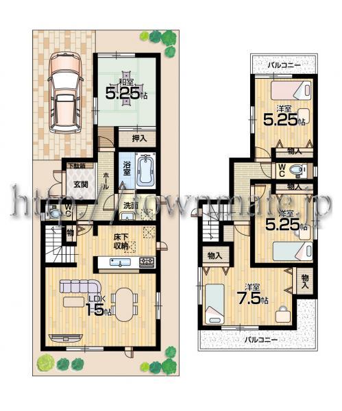 Floor plan. 26,800,000 yen, 4LDK, Land area 97.96 sq m , Building area 94.39 sq m 2 Building land area 97.96 square meters building area 94.39 square meters