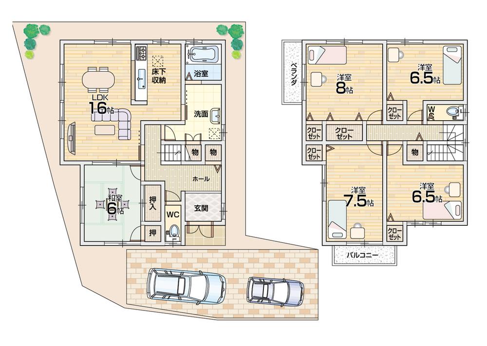 Floor plan. 28 million yen, 4LDK, Land area 121.62 sq m , Building area 119.07 sq m car park two rooms