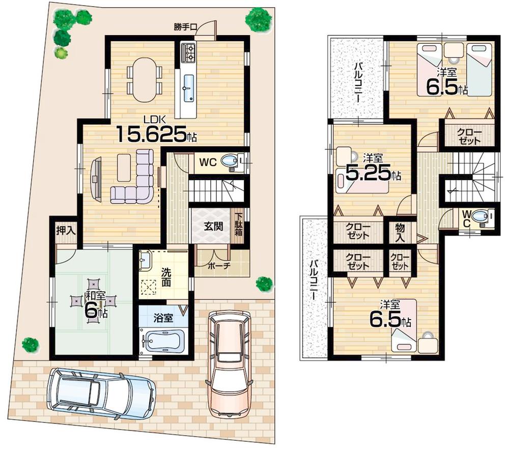 Floor plan. 30,800,000 yen, 4LDK, Land area 127.77 sq m , Building area 94.77 sq m 2 No. land
