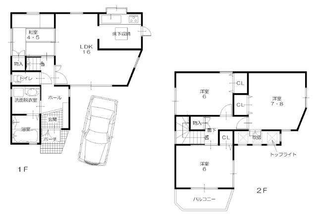 Floor plan. 19,800,000 yen, 4LDK, Land area 84.51 sq m , Building area 87.39 sq m