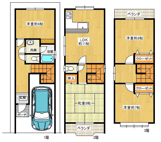 Floor plan. 10.8 million yen, 4LDK, Land area 53.64 sq m , Building area 93.94 sq m