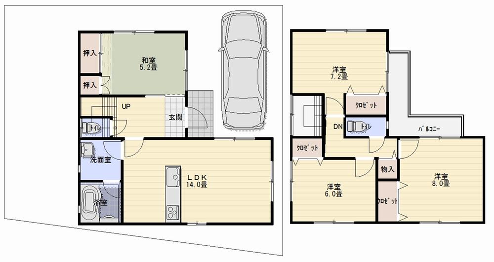 Floor plan. (No. 2 locations), Price 21.5 million yen, 4LDK, Land area 135.12 sq m , Building area 94.36 sq m