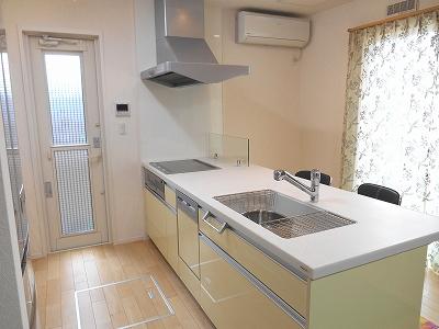 Kitchen. System kitchen dishwasher with. Easy also clean in the IH cooking heater. There is also the back door.