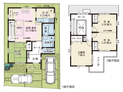 Floor plan. Full flat kitchen and a living full of refreshing openness ・ Directing the dining and relaxed space together