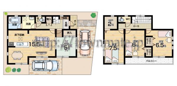 Floor plan. 24,800,000 yen, 4LDK+S, Land area 110.01 sq m , Building area 95.17 sq m 1 Building Floor land area 110.01 square meters building area 95.17 square meters