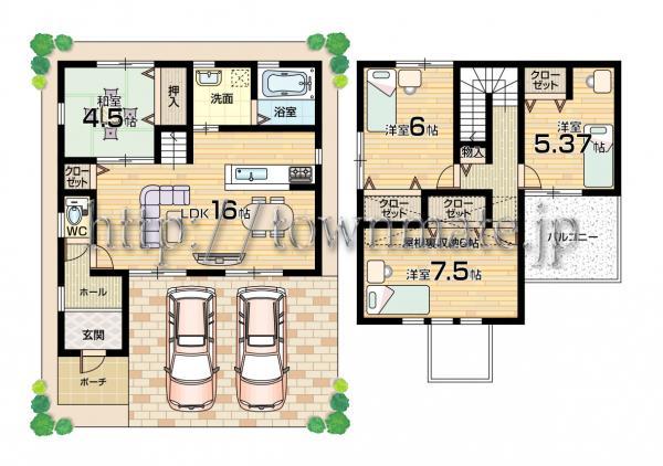 Floor plan. 33,697,000 yen, 4LDK, Land area 100.09 sq m , Building area 91.53 sq m 2 No. floor plan land area 100.09 square meters building area  91.53 square meters