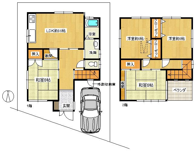 Floor plan. 20.8 million yen, 4LDK, Land area 81.64 sq m , Building area 84.51 sq m