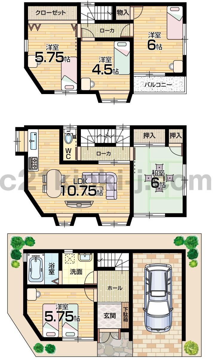 Floor plan. 13.8 million yen, 5LDK, Land area 51.43 sq m , Building area 104.88 sq m floor plan