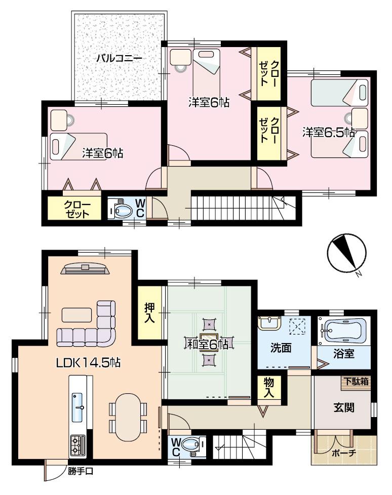 Floor plan. (No. 3 locations), Price 29,800,000 yen, 4LDK, Land area 158.01 sq m , Building area 95.58 sq m