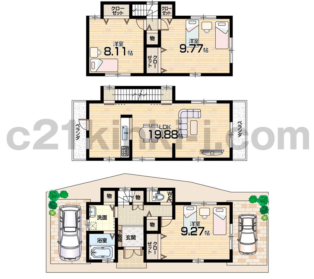 Floor plan. 19,800,000 yen, 3LDK, Land area 77.74 sq m , Building area 109.5 sq m