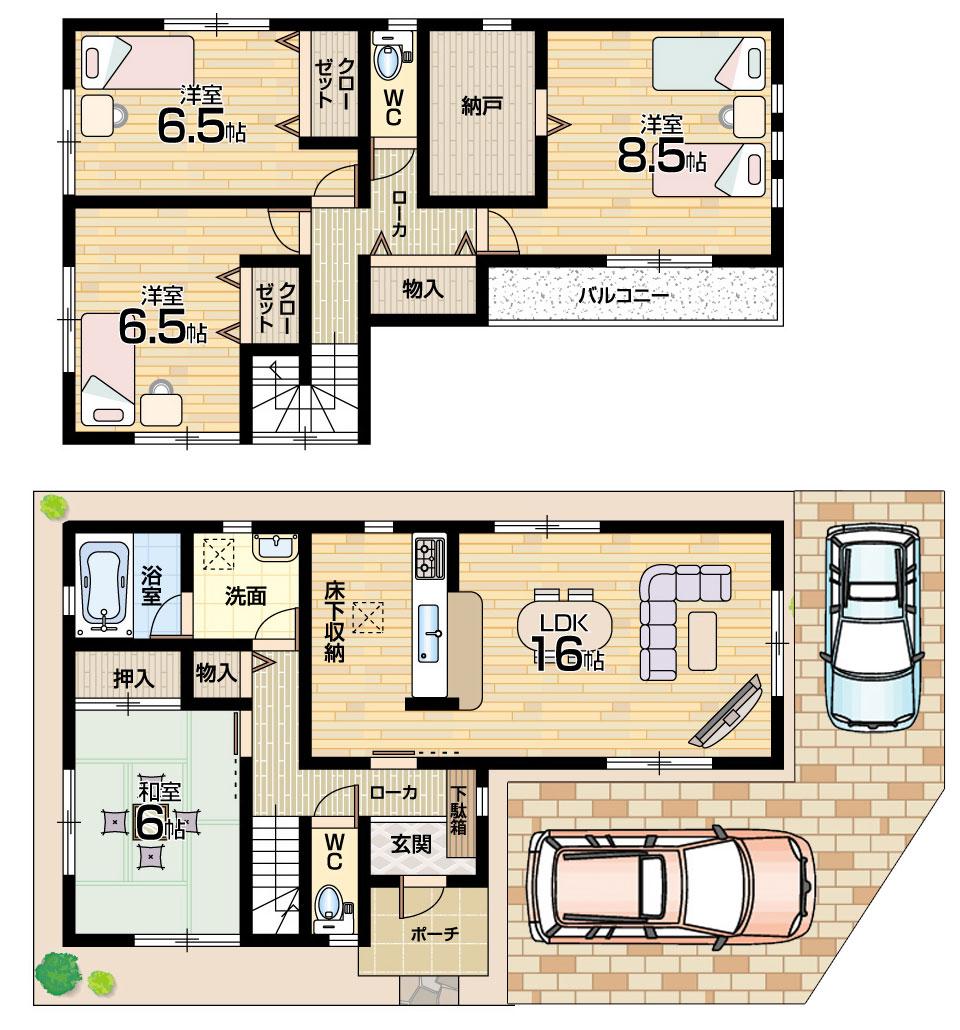 Floor plan. (No. 5 locations), Price 27,800,000 yen, 4LDK+S, Land area 100.33 sq m , Building area 106.51 sq m