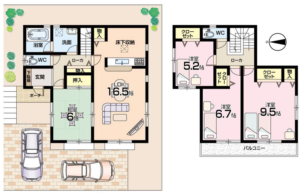 Floor plan. (1 Building), Price 28,900,000 yen, 4LDK, Land area 131.86 sq m , Building area 102.86 sq m