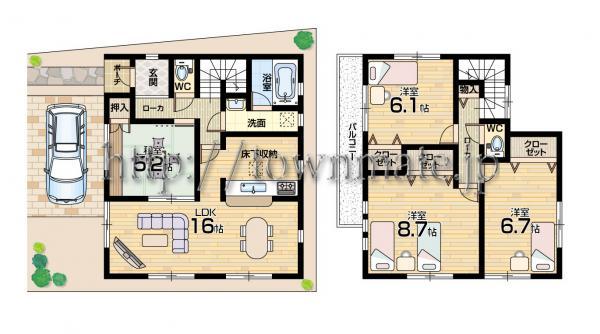Floor plan. 21,800,000 yen, 4LDK+S, Land area 161.62 sq m , Building area 97.19 sq m 3 Building Floor land area 161.62 square meters building area  97.19 square meters
