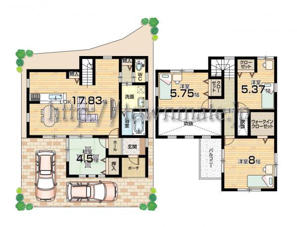 Floor plan. 35,205,000 yen, 3LDK, Land area 100.04 sq m , Floor land area No. building area 95.3 sq m 8 100.04 square meters building area 95.30 square meters