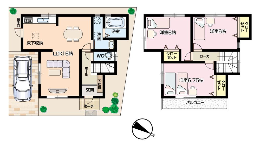 Floor plan. (No. 2 locations), Price 19,800,000 yen, 3LDK, Land area 80 sq m , Building area 81 sq m