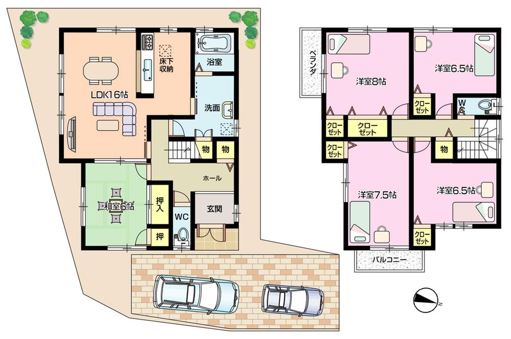Floor plan. 28 million yen, 5LDK, Land area 121.62 sq m , 5LDK of building area 119.07 sq m spacious floor plan! Glad to large family!
