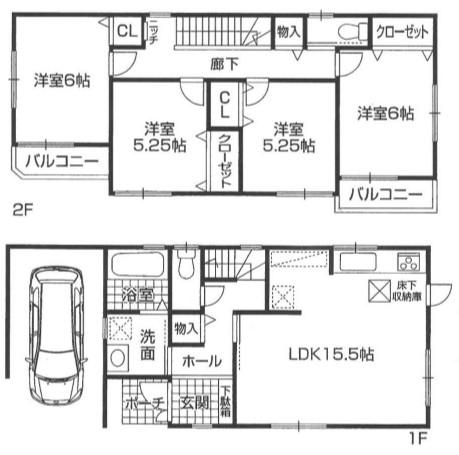 Floor plan. 31,800,000 yen, 4LDK, Land area 89.95 sq m , Building area 107.59 sq m