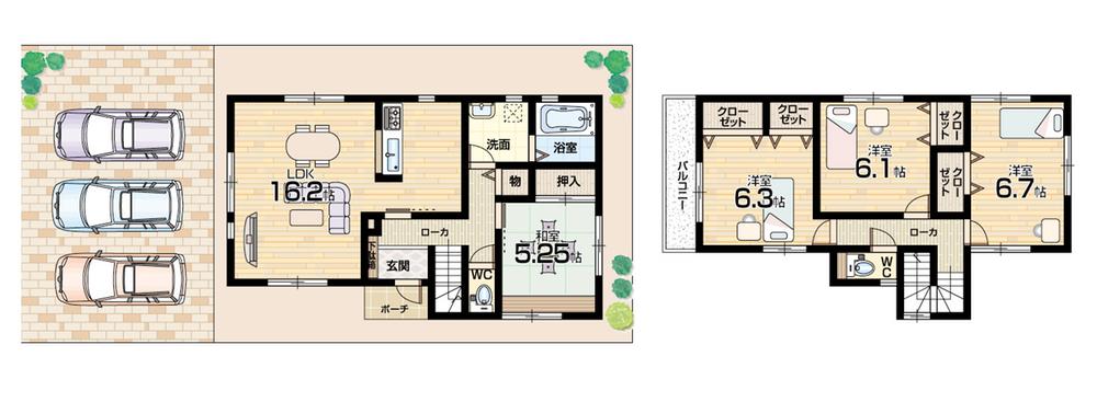 Floor plan. (No. 2 locations), Price 27,900,000 yen, 4LDK, Land area 150.01 sq m , Building area 97.19 sq m