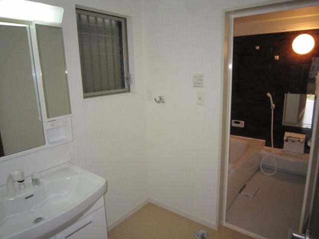 Wash basin, toilet. Shooting from the room