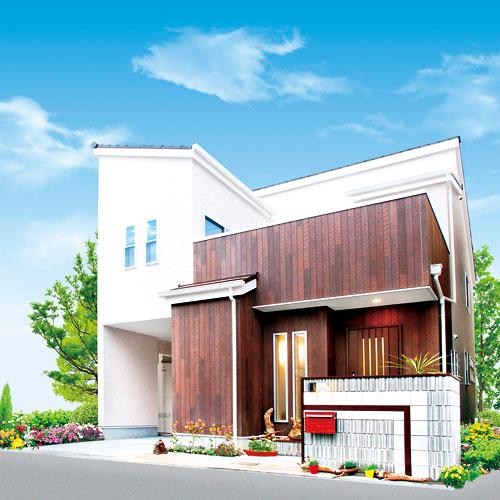 Local appearance photo. It adopted the open outside the structure, Enjoy gardening in the spacious entrance around. Wherever house, Children's voice is reachable peace of mind to play in the center court (K-18 No. land model house ※ Some CG synthesis. In fact a somewhat different)