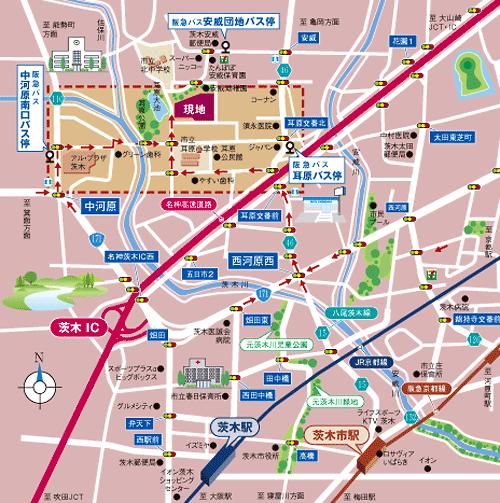 Local guide map. Osaka 11 minutes, Kyoto 17 minutes. JR ・ Commuting in Hankyu 2WAY smoothly. Also move in the car smooth Ibaraki (now the map)