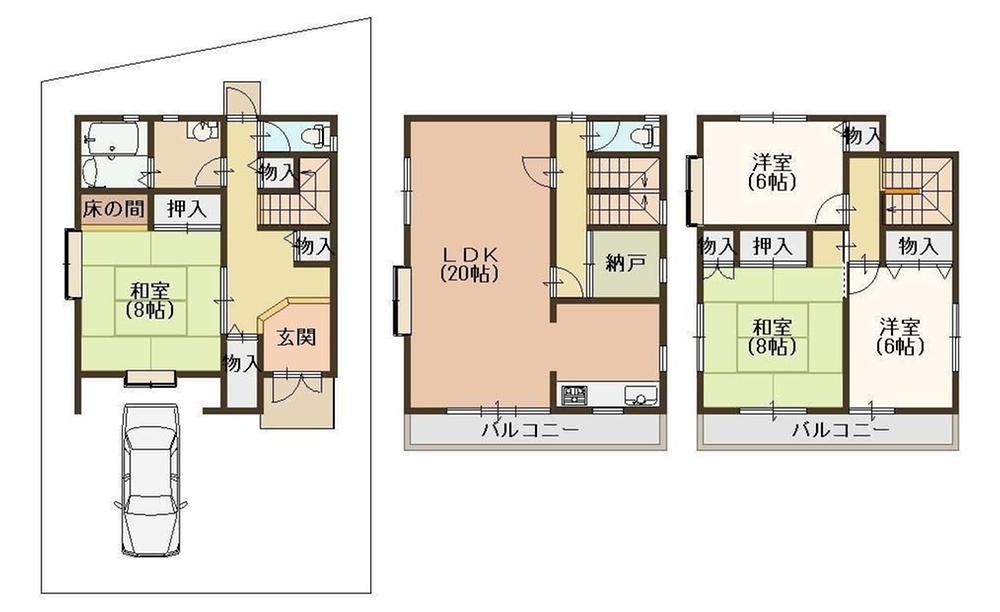 Floor plan. 26,800,000 yen, 4LDK, Land area 100.56 sq m , Building area 132.48 sq m