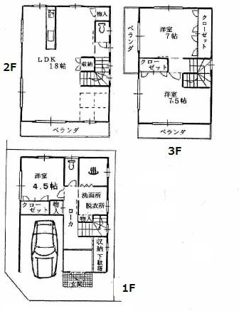 Floor plan. Price 33,700,000 yen, 3LDK, Land area 67.29 sq m , Building area 112.86 sq m