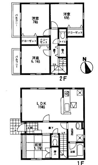 Floor plan. 21,800,000 yen, 4LDK, Land area 108.15 sq m , Building area 95.37 sq m