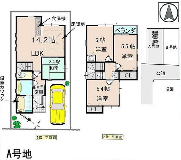 Floor plan. 33,850,000 yen, 4LDK, Land area 80 sq m , Building area 80.44 sq m