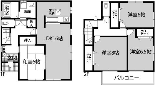 Floor plan. (I-2 No. land), Price 26.5 million yen, 4LDK, Land area 101.95 sq m , Building area 105.99 sq m