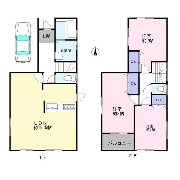 Floor plan. 40,800,000 yen, 3LDK, Land area 85.24 sq m , Building area 93.57 sq m