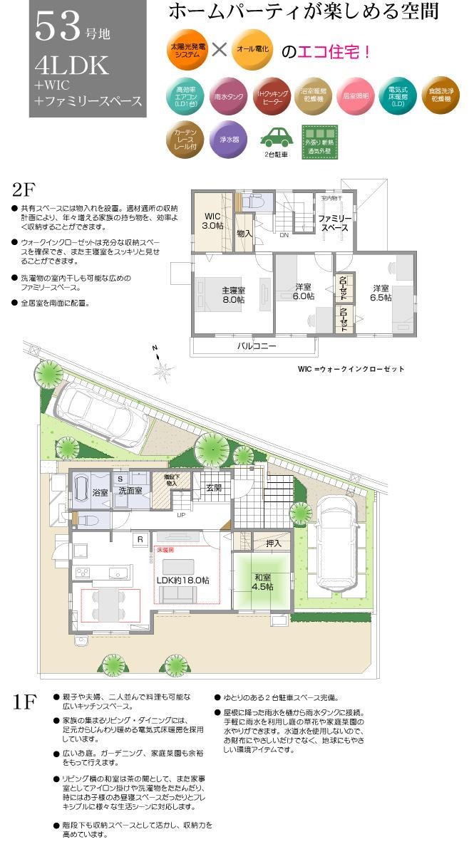 Floor plan.  [No. 53 place] So we have drawn on the basis of the Plan view] drawings, Plan and the outer structure ・ Planting, such as might actually differ slightly from.  Also, furniture ・ Car, etc. are not included in the price.