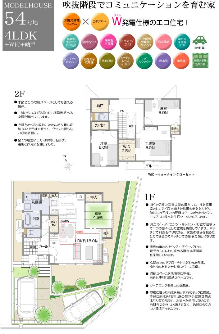 Floor plan.  [No. 54 place] So we have drawn on the basis of the Plan view] drawings, Plan and the outer structure ・ Planting, such as might actually differ slightly from.  Also, furniture ・ Car, etc. are not included in the price.