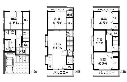 Floor plan. 15.8 million yen, 5LDK, Land area 45.41 sq m , Building area 88.2 sq m