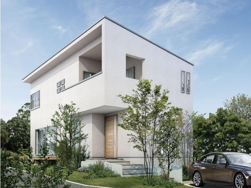 Building plan example (Perth ・ appearance). Design by master the beauty of use approaches the more nature. light, Wind, White on the hills in harmony with green house