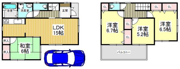 Floor plan. 25,800,000 yen, 4LDK, Land area 91.35 sq m , Spacious living space with a building area of ​​94.36 sq m all room storage space