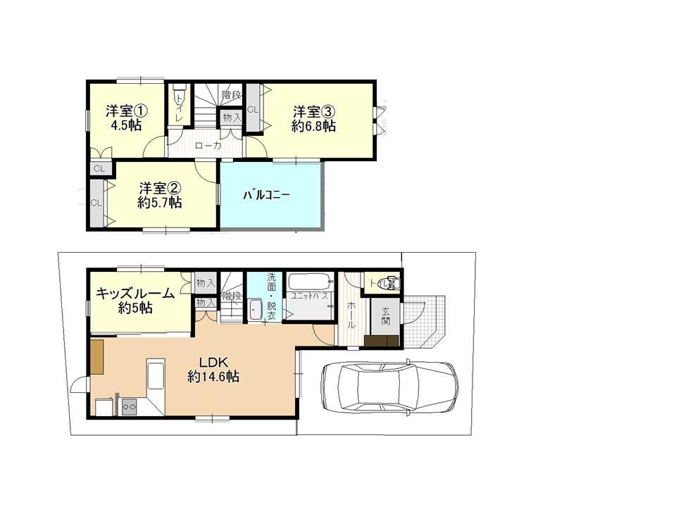 Floor plan. 32,800,000 yen, 4LDK, Land area 93.65 sq m , Good building area 85.85 sq m usability 4LDK